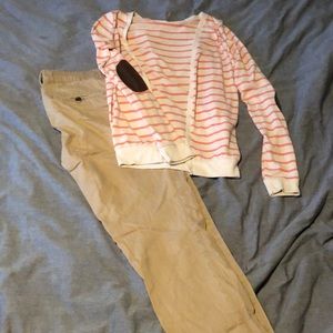 Khaki pants and cardigan